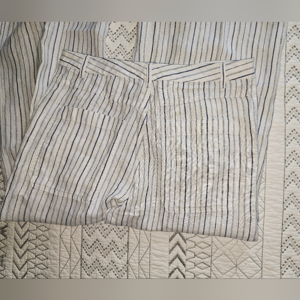 NWT Madewell The Zoe Striped Wide-Leg 100% Linen Pants Sz 6 - Picture 10 of 11